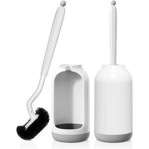 Toilet Brush Set 2 Pack Bathroom Cleaner Deep Cleaning Curved Bristle Holder